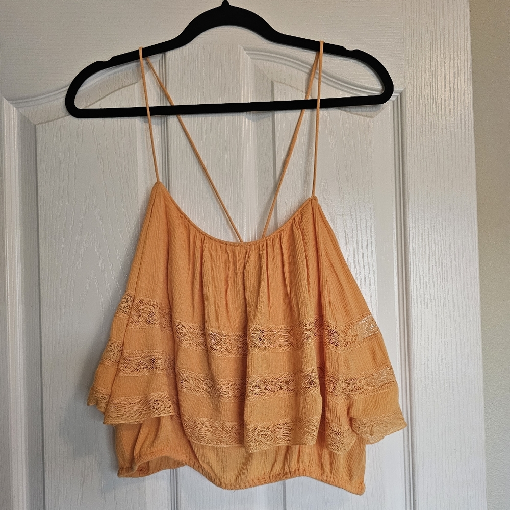 Free people large orange crop top